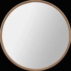 Round Mirror with Natural Frame