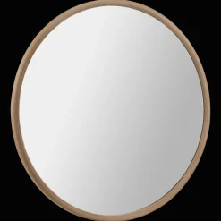 Round Mirror with Natural Frame