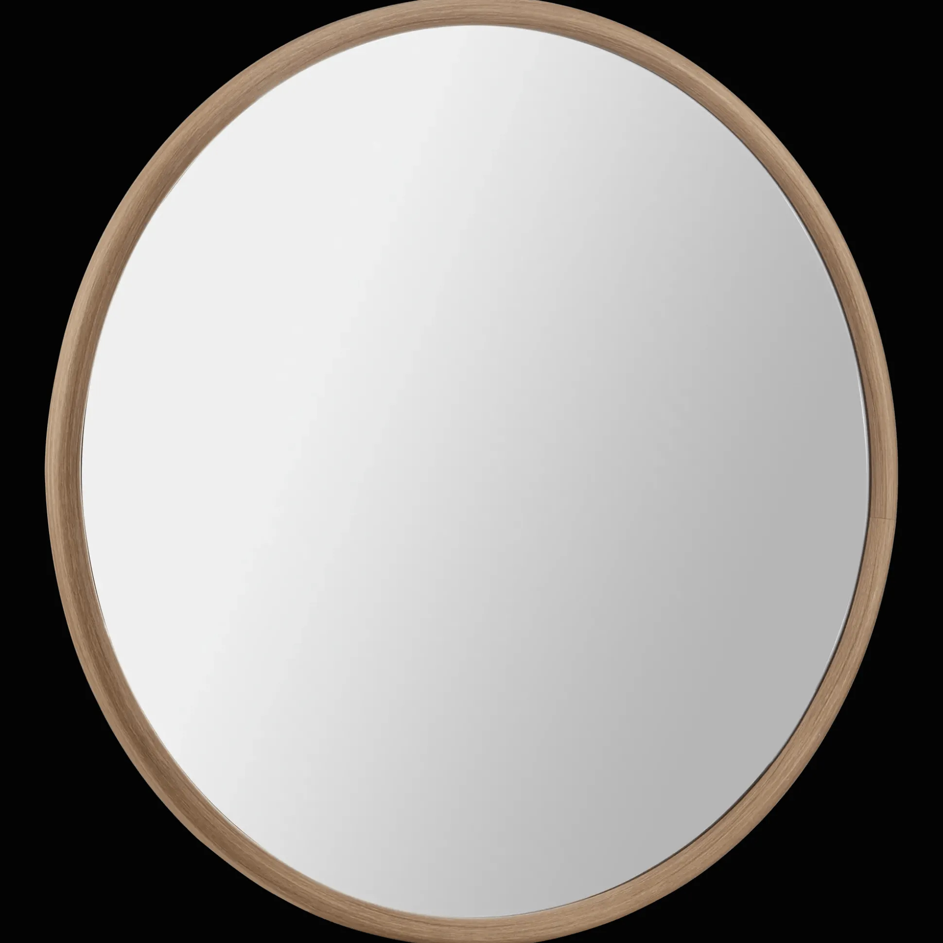 Round Mirror with Natural Frame