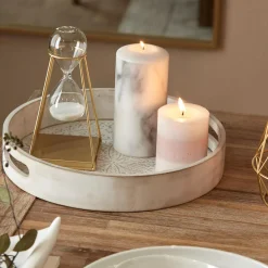 Round Patterned Wood Tray