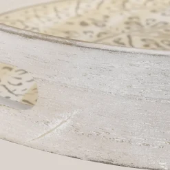 Round Patterned Wood Tray