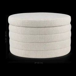 Round Storage Fabric Ottoman