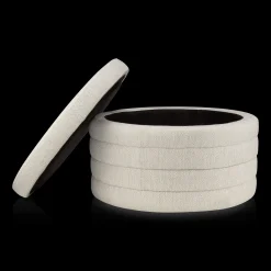 Round Storage Fabric Ottoman