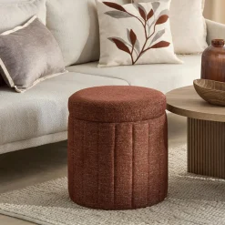 Round Storage Fabric Ottoman