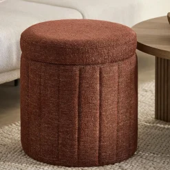 Round Storage Fabric Ottoman