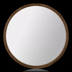 Round Wood Framed Mirror