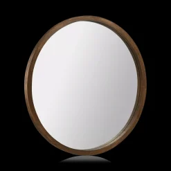 Round Wood Framed Mirror