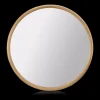 Round Wood-Framed Mirror