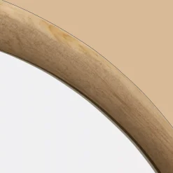 Round Wood-Framed Mirror