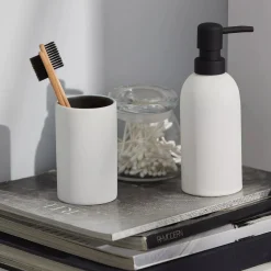 Rubber Coated Black and White Soap Dispenser