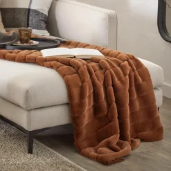 Rust Cougar Faux Fur Throw