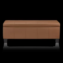 Rust Faux Leather Storage Bench