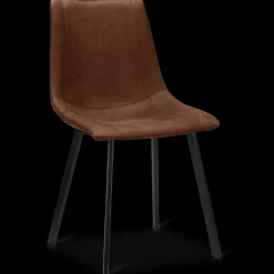 Rust Textured Faux Leather and Metal Dining Chair