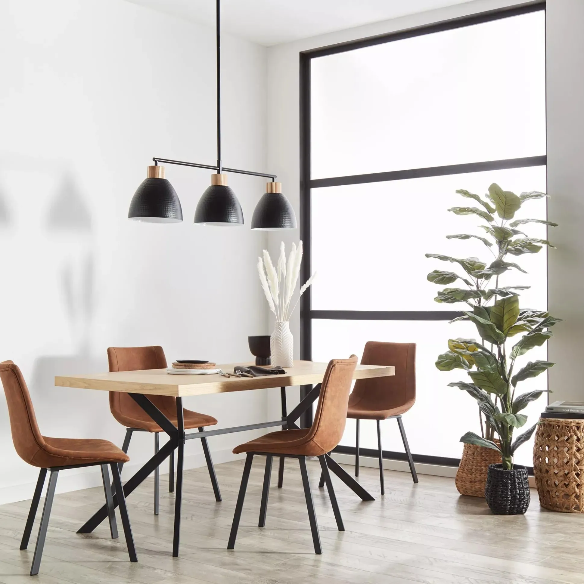 Rust Textured Faux Leather and Metal Dining Chair