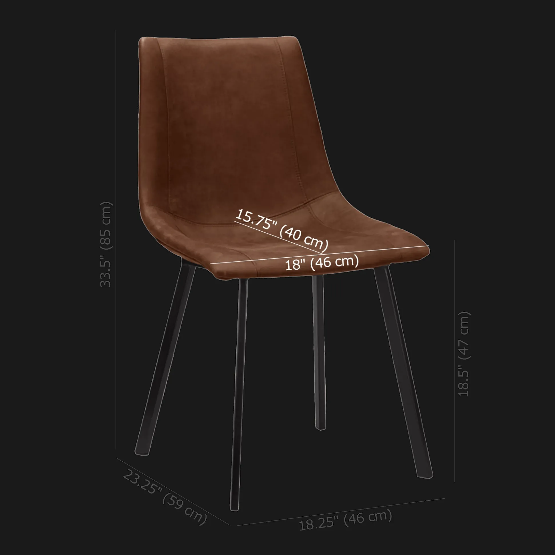 Rust Textured Faux Leather and Metal Dining Chair