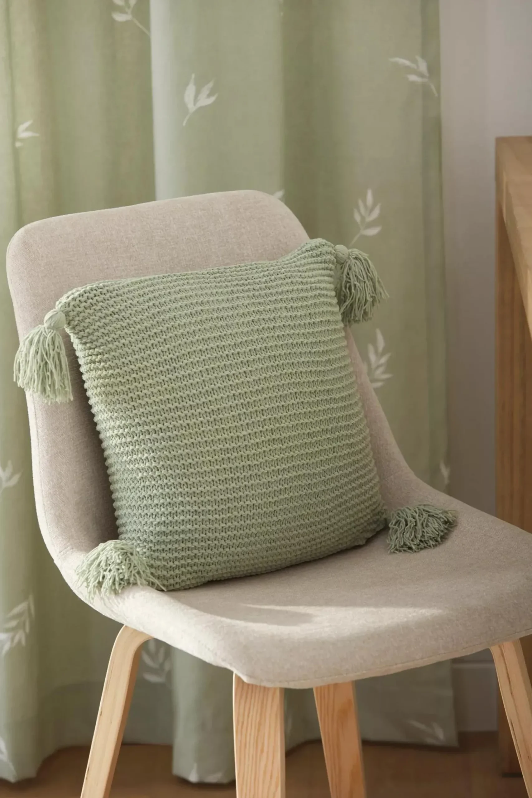 Sage Erna Decorative Pillow with Tassels