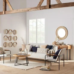 Set of 3 Mango Wood and Rope Circle Wall Decor