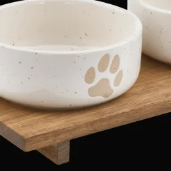 Set of 2 Pet Paw Ceramic Bowls