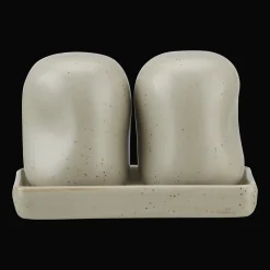 Set of Salt and Pepper Shakers on Tray