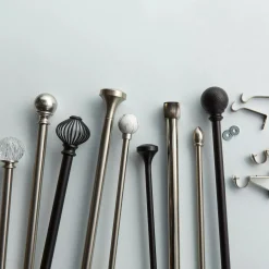 Silver Melbourne Curtain Rod Set - Diameter 25mm