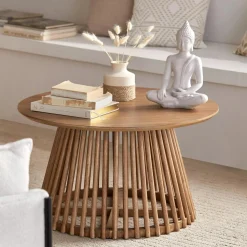 Speckled Ceramic and Rattan Vase