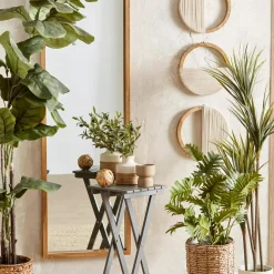 Speckled Ceramic and Rattan Vase