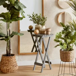 Speckled Ceramic and Rattan Vase