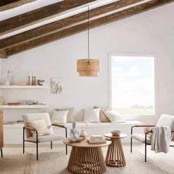 Speckled Ceramic and Rattan Vase