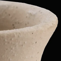 Speckled Ceramic and Rattan Vase