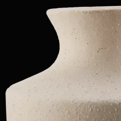 Speckled Ceramic and Rattan Vase