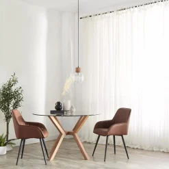 Textured Faux Leather and Metal Dining Chair