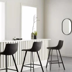 Textured Faux Leather and Metal Bar Stool