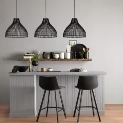 Textured Faux Leather and Metal Bar Stool