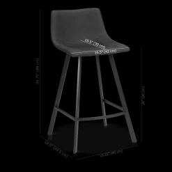 Textured Faux Leather and Metal Bar Stool
