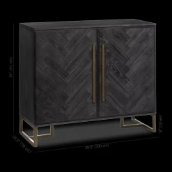Two-Door Chevron Veneer and Metal Buffet