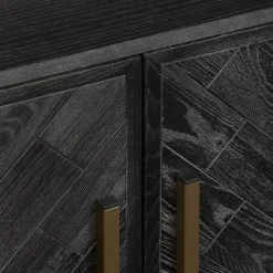 Two-Door Chevron Veneer and Metal Buffet