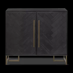 Two-Door Chevron Veneer and Metal Buffet