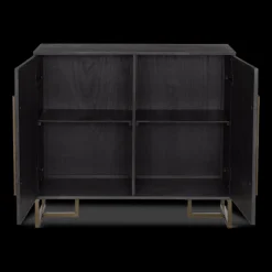 Two-Door Chevron Veneer and Metal Buffet