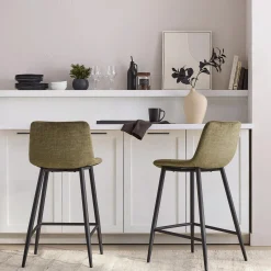 Velvet Fabric and Metal Bar Stool