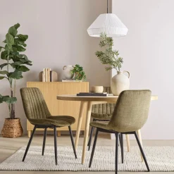 Velvet Fabric and Metal Dining Chair