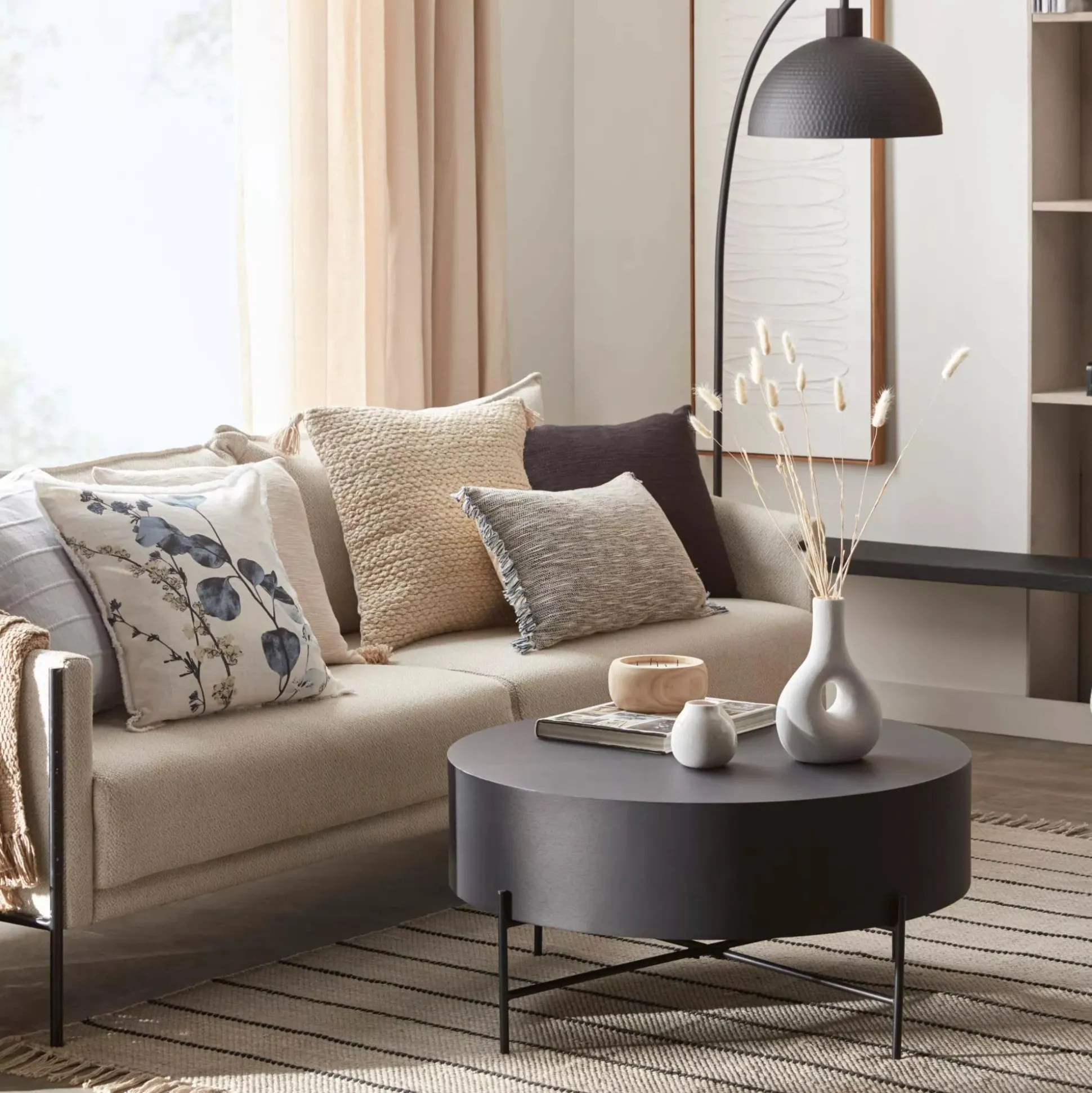 Veneer and Metal Coffee Table