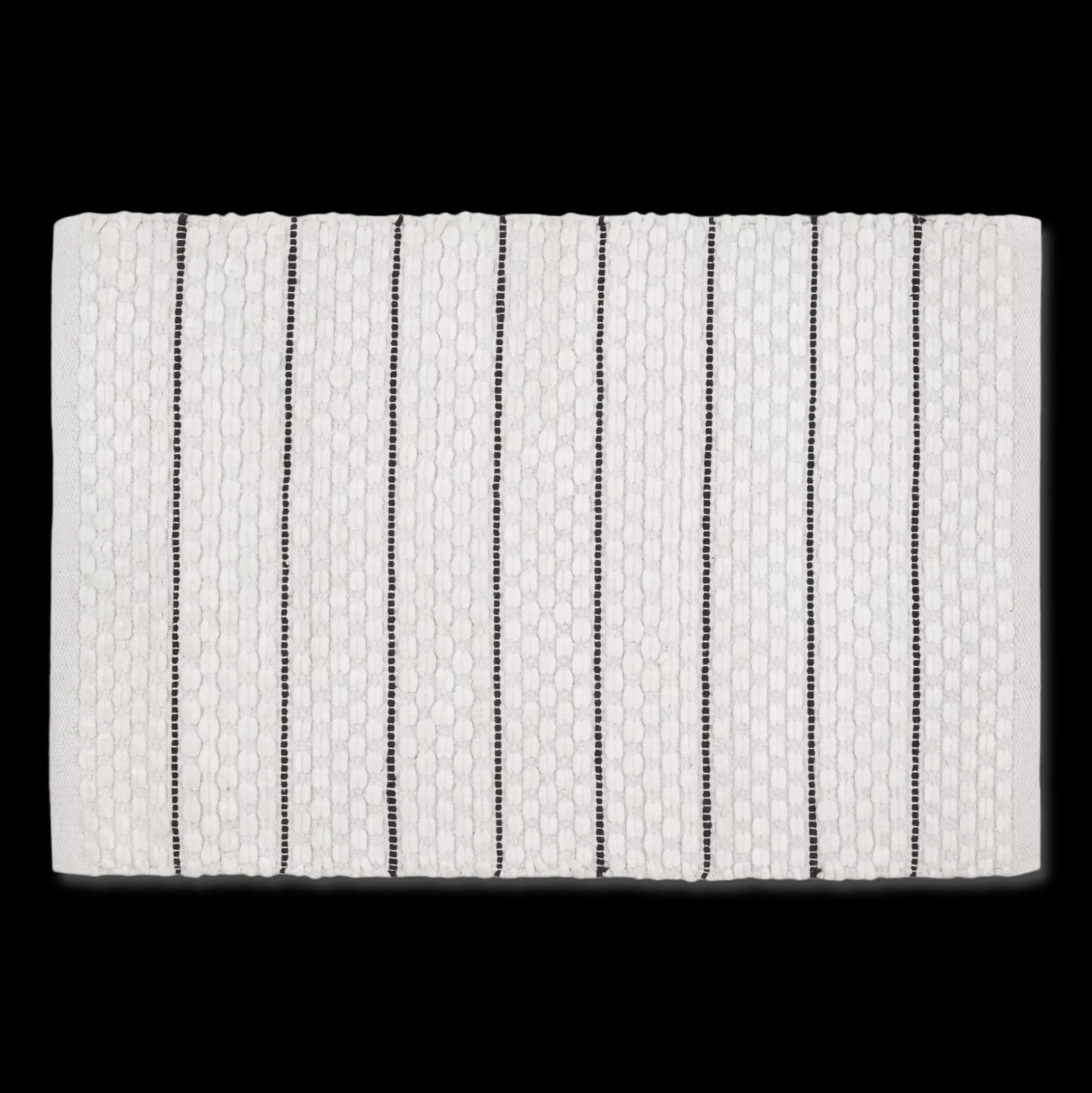 White Bathmat with Black Stripes