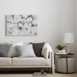 White Blossom Printed Canvas with Gel-Embellishments
