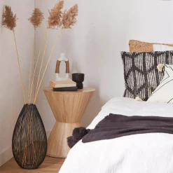 White Ceramic Oval Vase with Rope on Handles