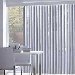 White Faux Wood Vertical Patio Blind