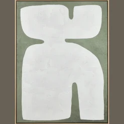 White Form on Green Framed Art