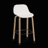 White Plastic and Wood Metal Veneer Counter Stool