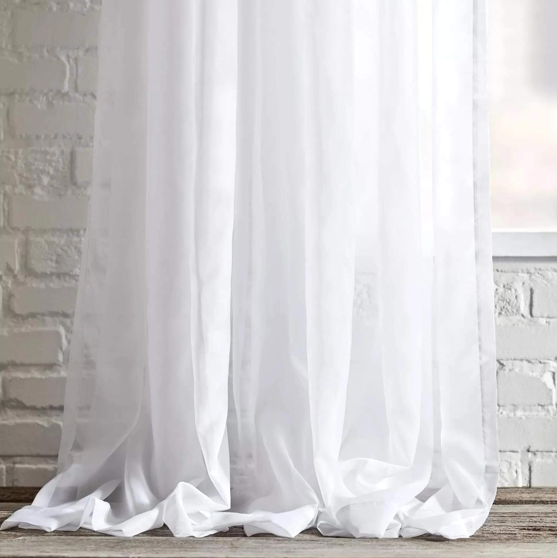 White Rod Pocket Sheer Curtain