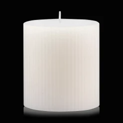 White Short Ribbed Candle