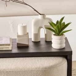 White Short Ribbed Candle